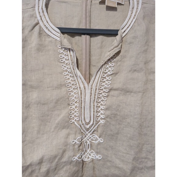 Michael by Michael Kors 100% Linen Beige Tunic Blouse - Picture 3 of 5